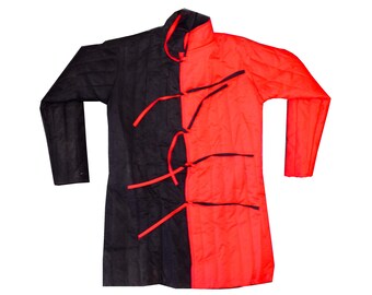 Padded Black & Red Gambeson: Aketon for LARP Reenactment