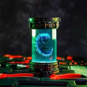 Baby go.zi.lla lamp , resin lamp ,monster lamp, anime resin lamp,  custom lamp , gift for him , gift for her, resin epoxy lamp