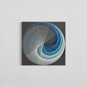 AZURE - Handmade String Art - Modern Wall Decor for Living Spaces - Unique Geometric Design on Wood