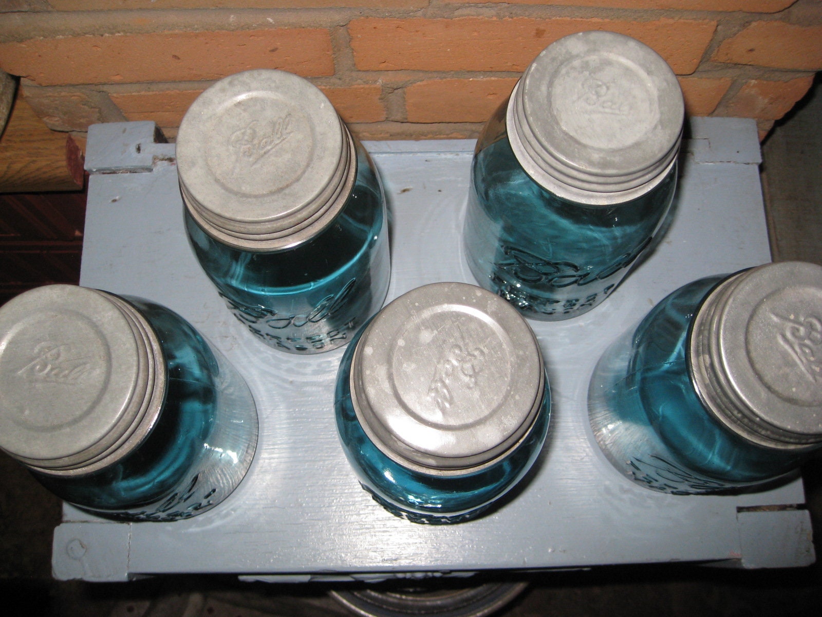 Blue Ball Mason Jars Canister Set 5 W Zinc Lids Farmhouse Etsy