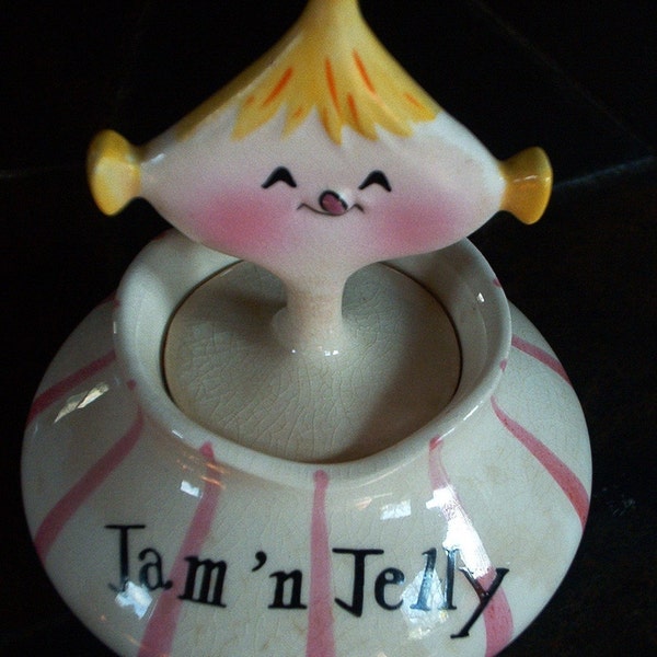 Antique Holt Howard Pixieware Vintage Pixie Jam Jelly Girl jar