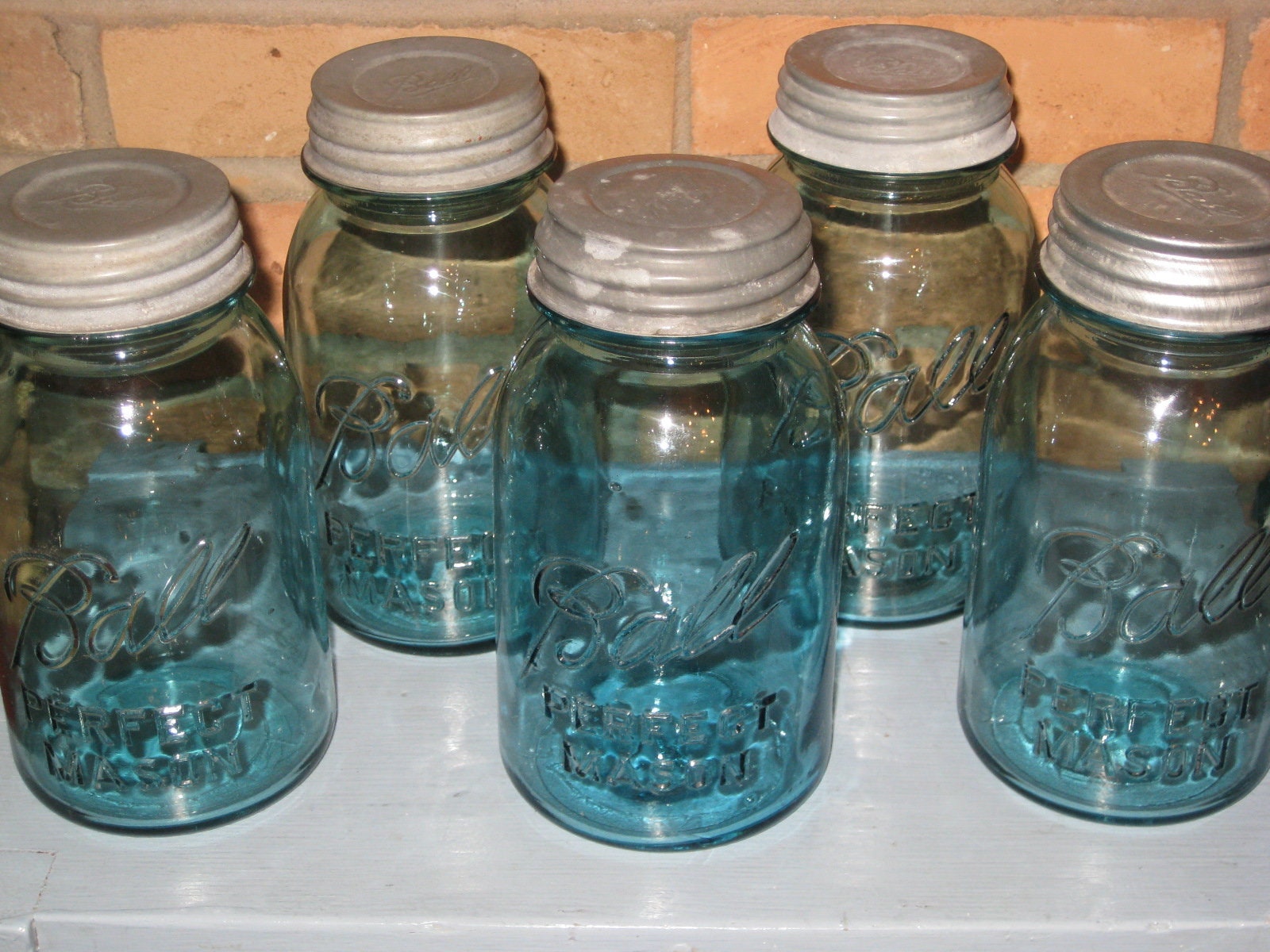 Blue Ball Mason Jars Canister Set 5 W Zinc Lids Farmhouse Etsy