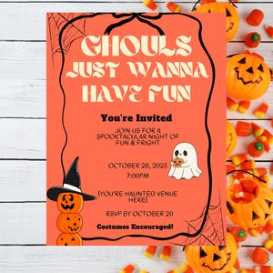 Halloween Party Invitation | Editable Digital Download | Ghouls Just Wanna Have Fun | Spooky Costume Party Invite
