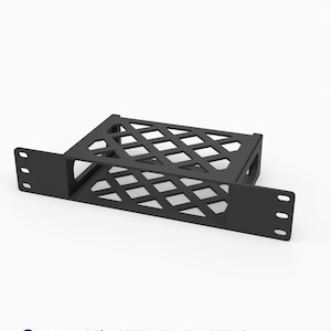 May include: A black 3D-printed rack mount for a GMKtec NucBox G9 NAS. The mount features a 10-inch 1U form factor with a diamond-patterned lattice base for ventilation and side mounting flanges with pre-drilled holes for standard rack installation.