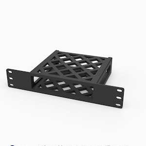 May include: A black 3D printed rack mount for a Nokia XS-010X-Q 10G Fiber ONT. The mount features a 1U height, a 10-inch width, and a lattice-patterned base. Text on the image reads: 3D Rack Mounts Fits Nokia XS-010X-Q 10G Fiber ONT 10" 1U PETG Made in USA.