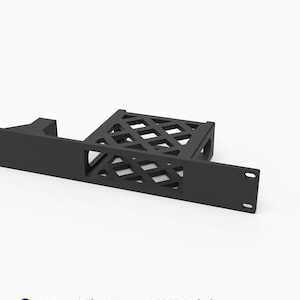 May include: A black 3D-printed rack mount designed for a Netgear GS305 switch. The mount features a flat front panel with mounting holes and a lattice-patterned support structure. Text on the image reads: 3D Rack Mounts Fits Netgear GS305 Switch 19" 1U PETG Made in USA.