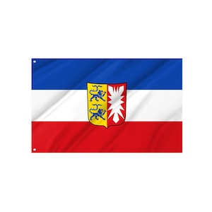 Schleswig-Holstein State Flag - Durable UV Protected Polyester | Indoor Outdoor Use | Made in Europe | Free Fast Shipping