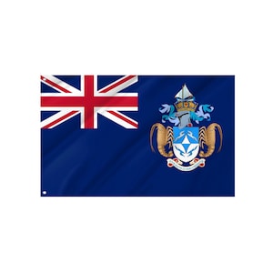 Tristan da Cunha-flaggan, blått fenrik med vapensköld, inomhus/utomhus, flera storlekar