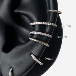 Créoles transparentes 16G 6-12 mm, anneau nasal, anneau clicker Cz, créoles Conch Helix, anneaux articulés pour cartilage, cliquet nasal, anneaux de piercing