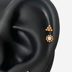 16G Titanium Small Sunflower Internally Threaded Flat stud, Sun Conch earring, Cartilage flat back, Helix stud, Tragus stud, Minimalist stud