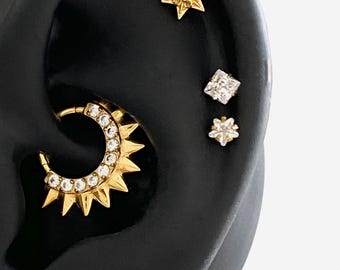 16G Titanium Tiny Star Cartilage Labret, Internally Threaded conch earring, Cartilage flat back, Helix stud, Tragus stud, Nose stud earring