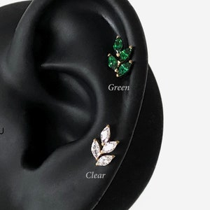 16G Titanium Leaf Gold Internally Threaded Flat Back stud, Conch earring, Cartilage flat back, Helix stud, Tragus stud, Minimalist stud