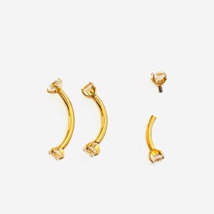 16G Titanium Eyebrow 3mm Basic Gold Internally Threaded Rook stud, White Conch earring, Cartilage, Helix Tragus stud, Rook Piercing