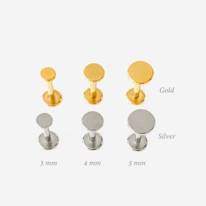 16G Titanium 3-5mm Dot Cartilage Flat Back Labret, Internally Threaded conch earring, Cartilage flat back, Helix stud, Tragus stud, Piercing
