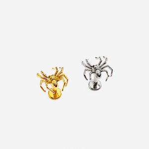 16G Titanium 3D Spider Flat Back Studs, Nose stud, Internally Threaded conch earring, Cartilage stud, Helix earring, Tragus, Body Piercing