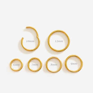 18G/16G Plain Gold Clicker hoop, Nose ring, Silver clicker ring, Conch clicker, Helix hoop earring, Cartilage Hinged Hoop, Nose clicker