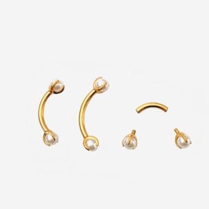 Sourcils en titane 16G, perle d'or 3 mm, filetage interne, boucle d'oreille conque en perle blanche, cartilage, clou Helix Tragus, piercing Rook