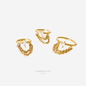 16G 8mm-12mm Diamond Chain Gold Clicker, Nose ring, Silver clicker ring, Conch clicker, Helix earring, Cartilage Hinged Hoop, Nose clicker