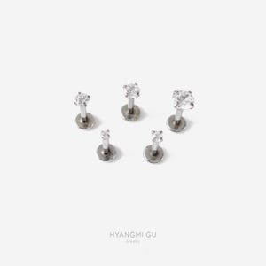 Clou d'oreille plat rond argenté 18G/16G, 1,5-4 mm, boucle d'oreille conque, clou de nez, cartilage, hélice, clou Tragus, boucle d'oreille labret