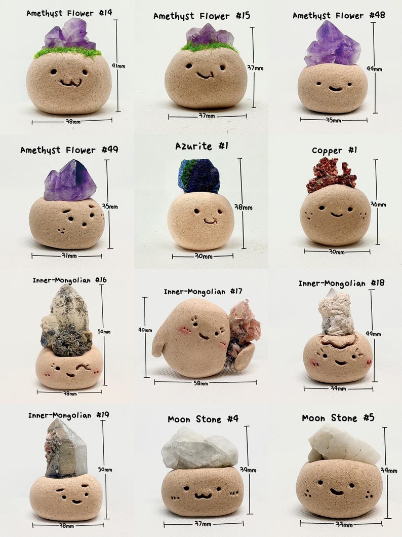 Rohkristallfiguren(4), lächelnde Steine, Schreibtisch-Haustier, Rohmineralien, Geoden, Kristallhandwerk, Kristallbohnen, Kristallhaustier, Kristalligel Bild 5