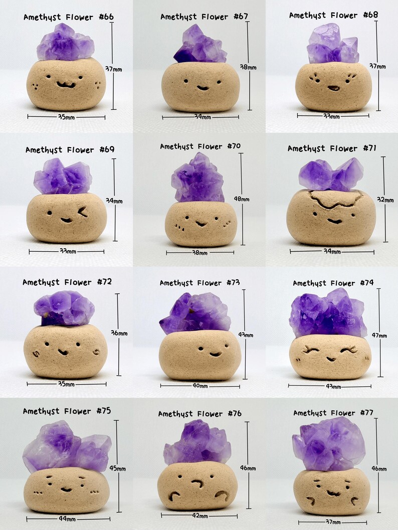 Handmade Smiling Stone Crystal Figures, Natural Minerals, Desk Pets ...