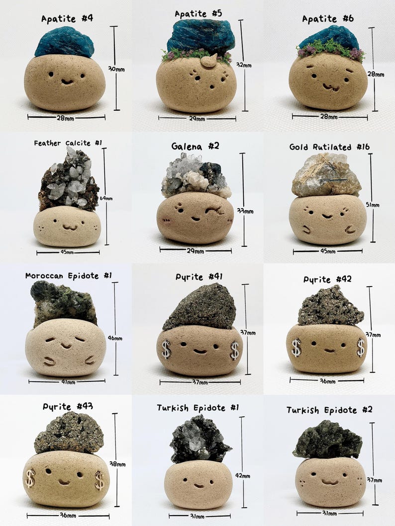 Rohkristallfiguren(4), lächelnde Steine, Schreibtisch-Haustier, Rohmineralien, Geoden, Kristallhandwerk, Kristallbohnen, Kristallhaustier, Kristalligel Bild 3