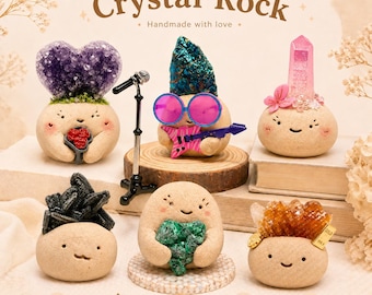 Rohkristallfiguren(2), lächelnde Steine, Schreibtisch-Haustier, Rohmineralien, Geoden, Kristallhandwerk, Kristallbohnen, Kristallhaustier, Kristalligel