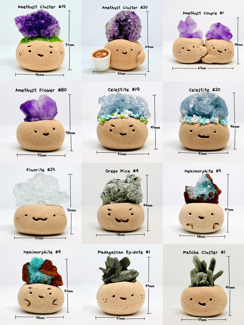 Rohkristallfiguren(4), lächelnde Steine, Schreibtisch-Haustier, Rohmineralien, Geoden, Kristallhandwerk, Kristallbohnen, Kristallhaustier, Kristalligel Bild 2
