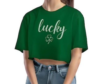 St. Patrick's Day Crop Top | Shamrock Graphic Tee | Lucky Irish Shirt | Festive Green Crop | St. Pat's Day Outfit | Women's Holiday T-Shirt