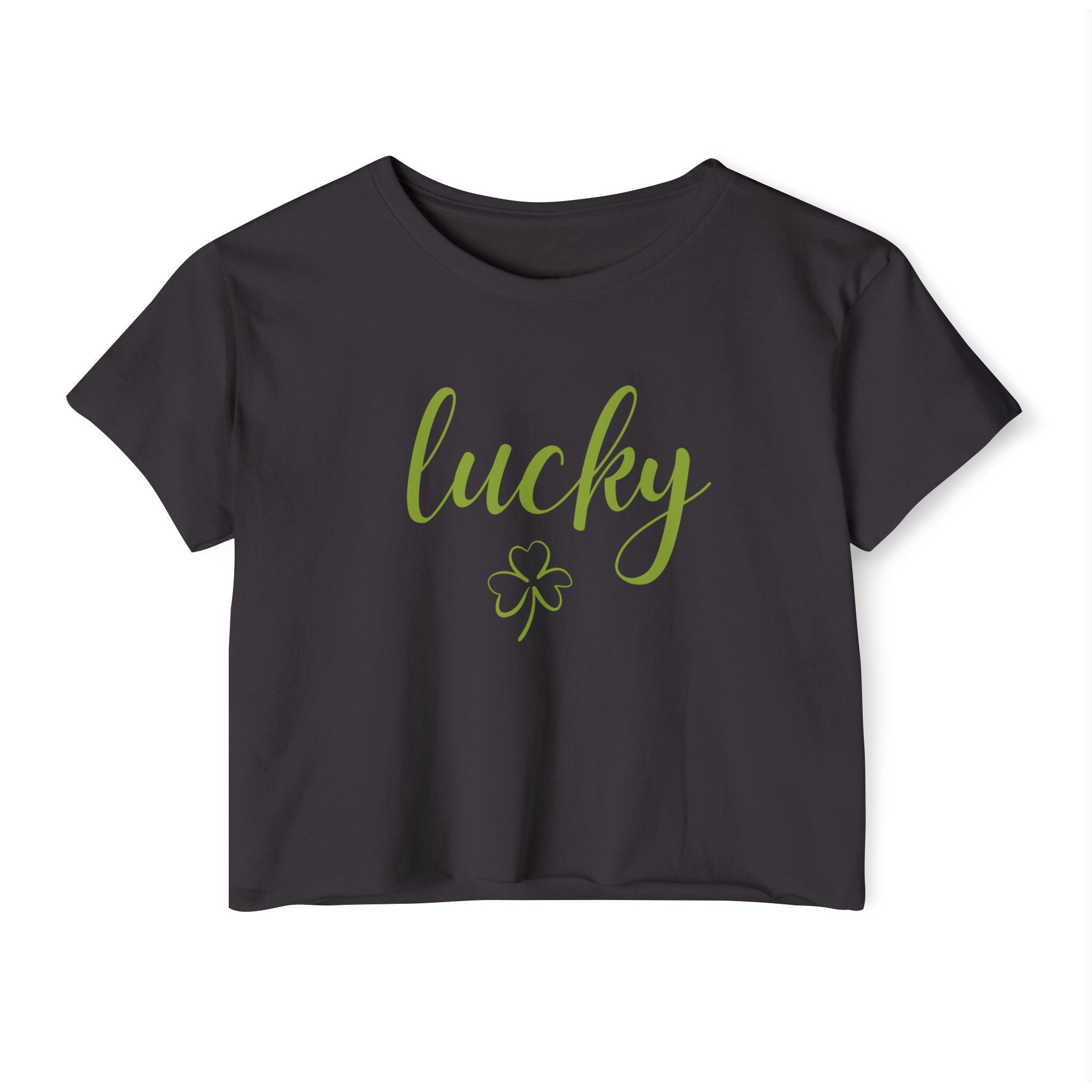 Women's St. Patrick's Day Crop Top - Shamrock Graphic Long Sleeve Irish Shirt