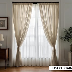 Linen Sheer Curtains -Sheer Curtains for Living Room -Rod Pocket -Grommet- 15 Colors (Custom Length)-Acustic