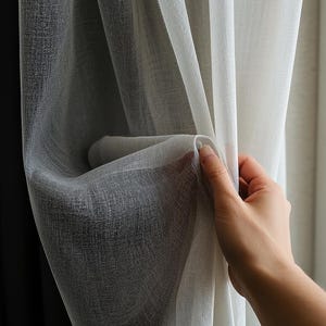 Linen Sheer Curtains for Living Room , 18 Color Options , Linen Drapes – Custom Curtains - Window Treatments