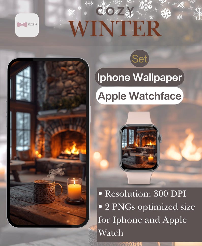 Cozy Hygge Wallpaper & Watch Face Bundle | Cabin Aesthetic Phone