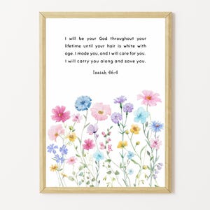 Isaiah 46:4 Printable Bible Verse Wall Art For Kids Room | Nursery Wall Art | Christian Baby Room Decor | New Baby Gift | Baby Shower Gift