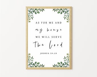 Joshua 24:15 Bible Verse Printable Wall Art | Christian Home Decor (Digital Download)