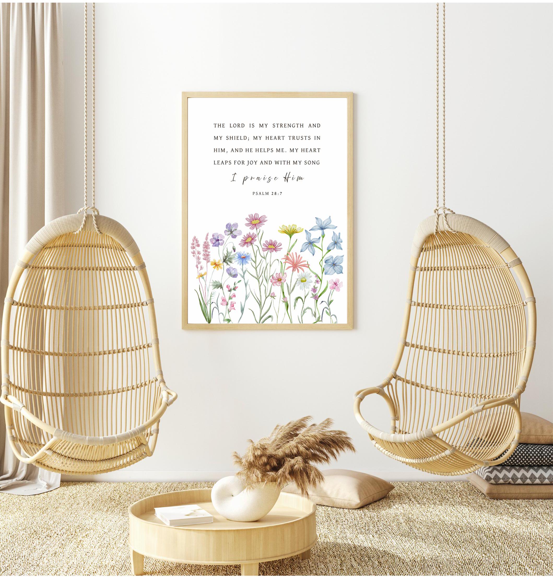 Psalm 28:7 Printable Bible Verse Wall Art "the LORD is My Strength and ...
