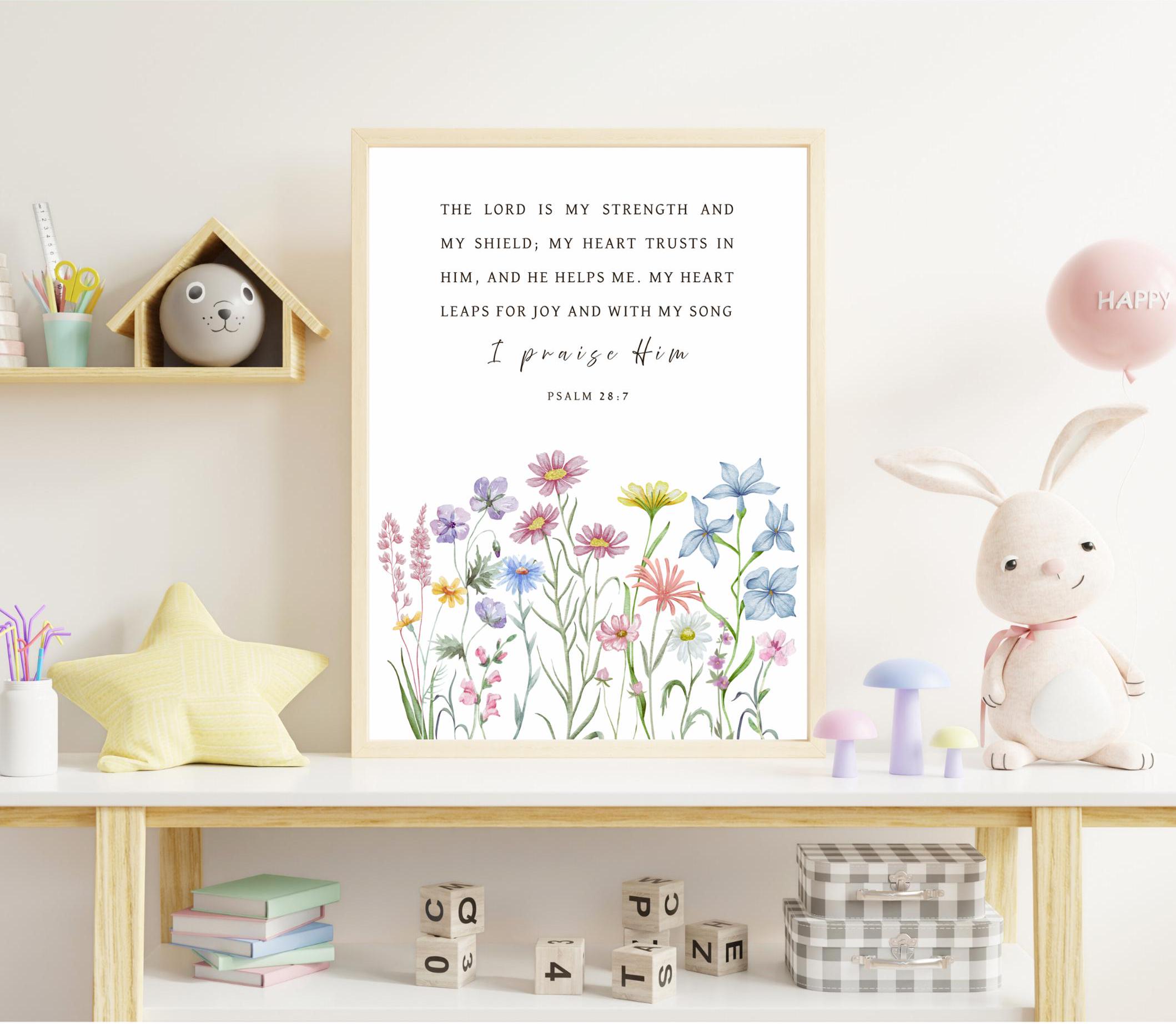 Psalm 28:7 Printable Bible Verse Wall Art "the LORD is My Strength and ...