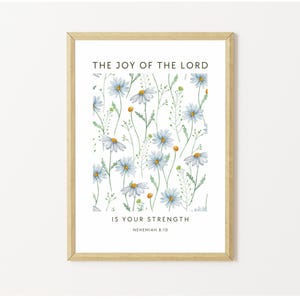 Nehemiah 8:10 Printable Bible Verse Wall Art &quot;The Joy of the LORD is your Strength&quot; | Christian Home Decor | Scripture Digital Download