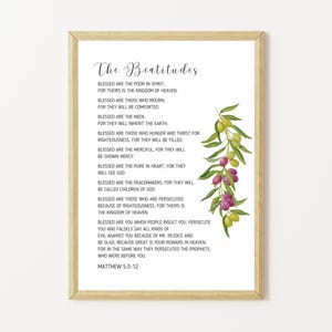 The Beatitudes Sermon on the Mount Printable Christian Scripture Wall Art | Bible Verse Wall Art | Christian Home Decor Christian Home Gift