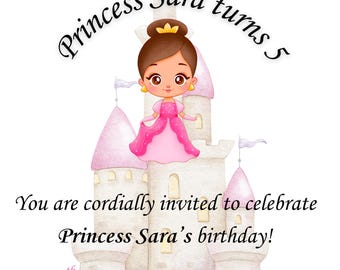 Prinzessin Geburtstagseinladung - Bearbeitbares Schloss Thema Digitale Einladung, rosa Märchen Design für Mädchen, Geburtstagsfeier, Sofort Download
