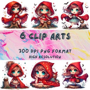 Chibi Riding Hood Clip Art 4000x4000px 300dpi PNG