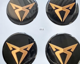 4 adesivi per cerchi in silicone Cupra / Set di decalcomanie per coprimozzi / Emblemi per cerchi / Emblema per coprimozzi centrali con logo / Il meglio di 74 modelli in tutto il mondo