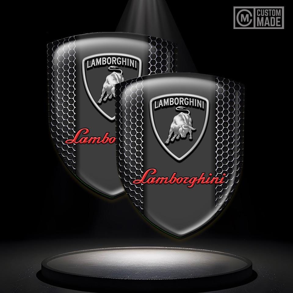 Marco Para Placa De Fibra De Carbono Con Logotipos De Lamborghini, Diseño Italia 2x2, Fabricado En EE. UU., Negro