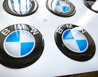 4 adesivi in silicone per cerchi BMW / Set di decalcomanie per coprimozzi / Emblemi per cerchi / Emblema per coprimozzi centrali / Il meglio di 110 modelli in tutto il mondo