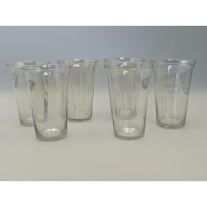 Six (6) Vintage Fostoria Iridescent Optic Ribbed Crystal Tumbler Juice Glasses