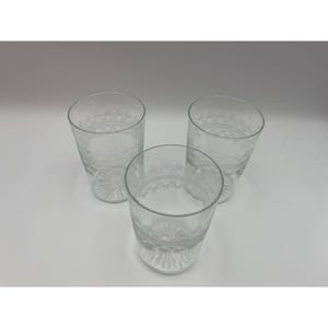 Three (3) Tiffin Franciscan NE259 Etched Flat Bottom Tumblers