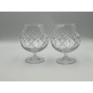 Two (2) Vintage Glassware Towle Crystal Infatuation Brandy Snifter Clear Cut Glasses