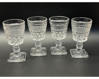 Juego de cuatro vasos para jugo transparentes Vintage Imperial Glass-Ohio Cape Cod (4)