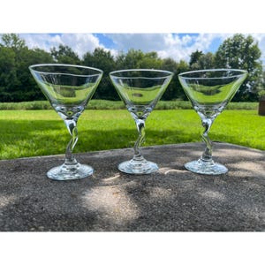 Three (3) Libbey Z Stem Traditional Martini Glasses