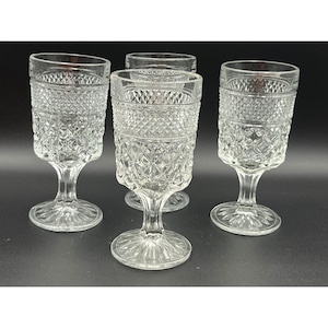 Four (4) Vintage Anchor Hocking Wexford Stemmed Water Ice Tea Goblets